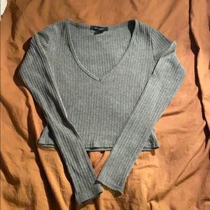 Grey Ribbed Crop Top